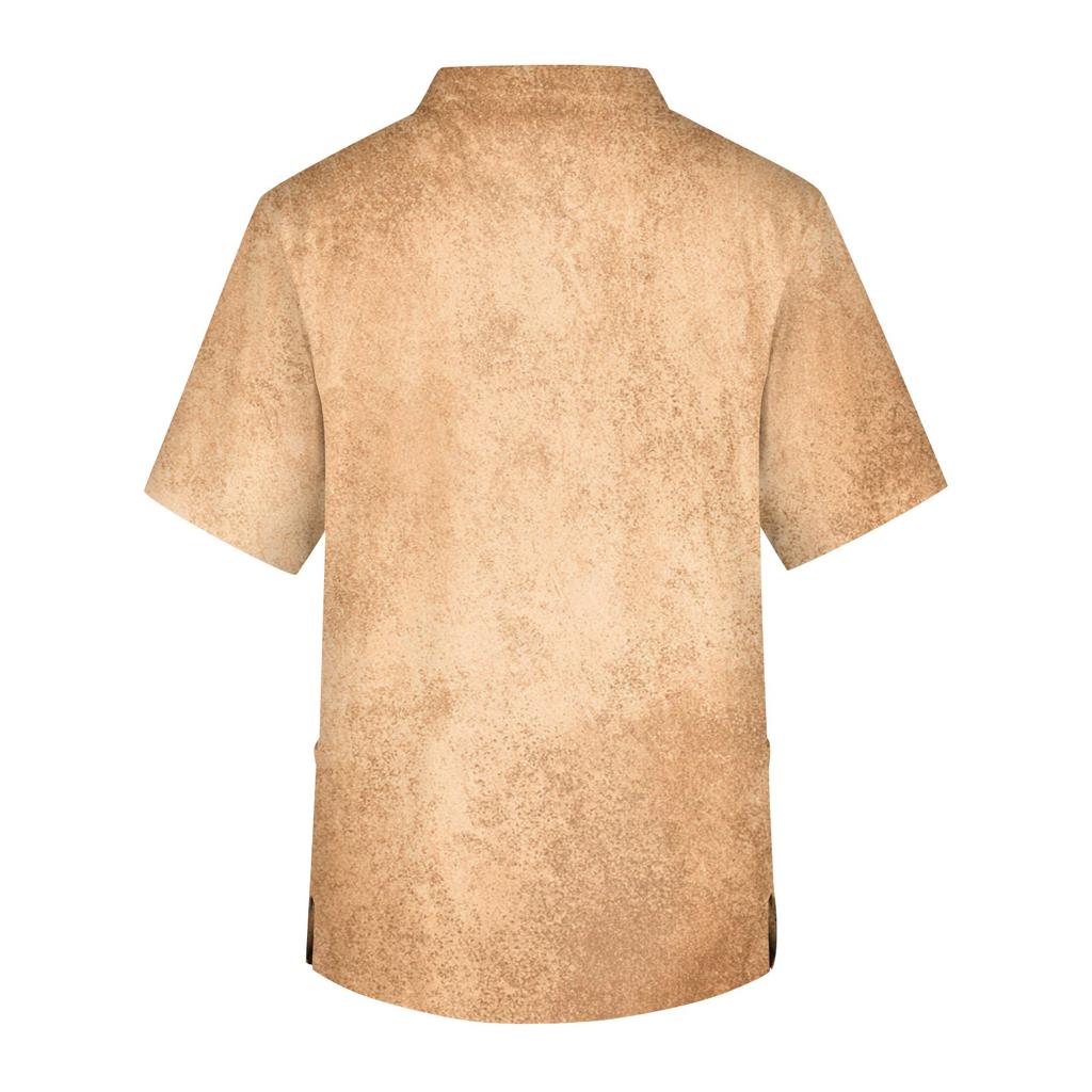 Мужская рабочая блузка с короткими рукавами и v-образным вырезом с принтом, топ с нагрудным карманом