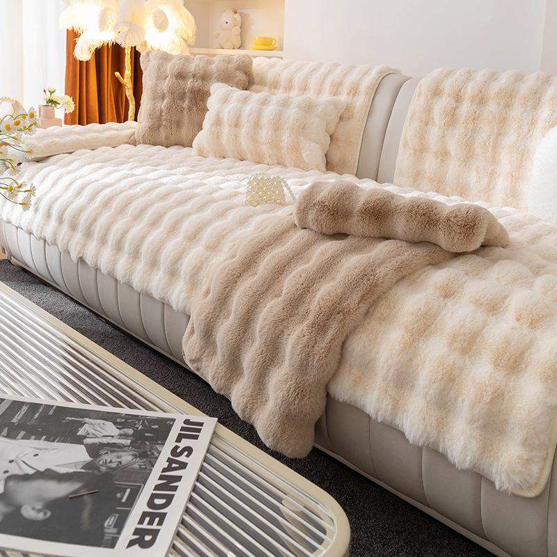 Подушка для дивана, зимняя плюшевая утолщенная теплая нескользящая подушка, новый пушистый чехол для дивана, ткань