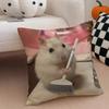 Hilarious Funny Hamster Meme cute Art Cushion Cover Throw Pillow Cover Hidden Button Durable Polyester Chair Cushion