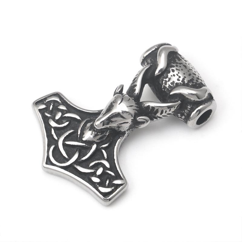 Ретро Кулон-подвеска из нержавеющей стали в виде головы барана и молота Тора