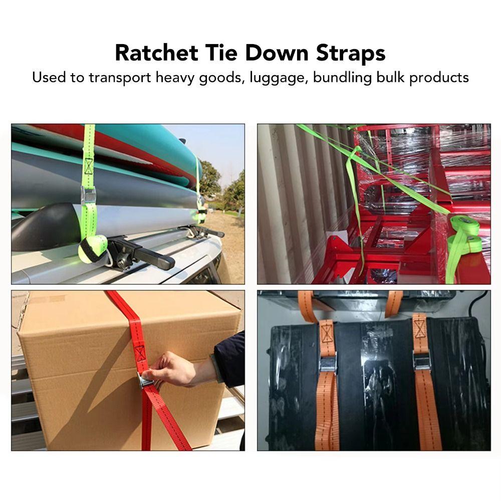 Black Ratchet Tie Down Straps Durable Polyester Lashing Straps Heavy-Duty Cargo Straps Motorcycle