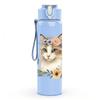 1PC Flower Frame Cat Illustration 750ml Color Plastic Sports Water Bottle Leakproof Flip Straw Lid Suitable for Sports Office Home Use