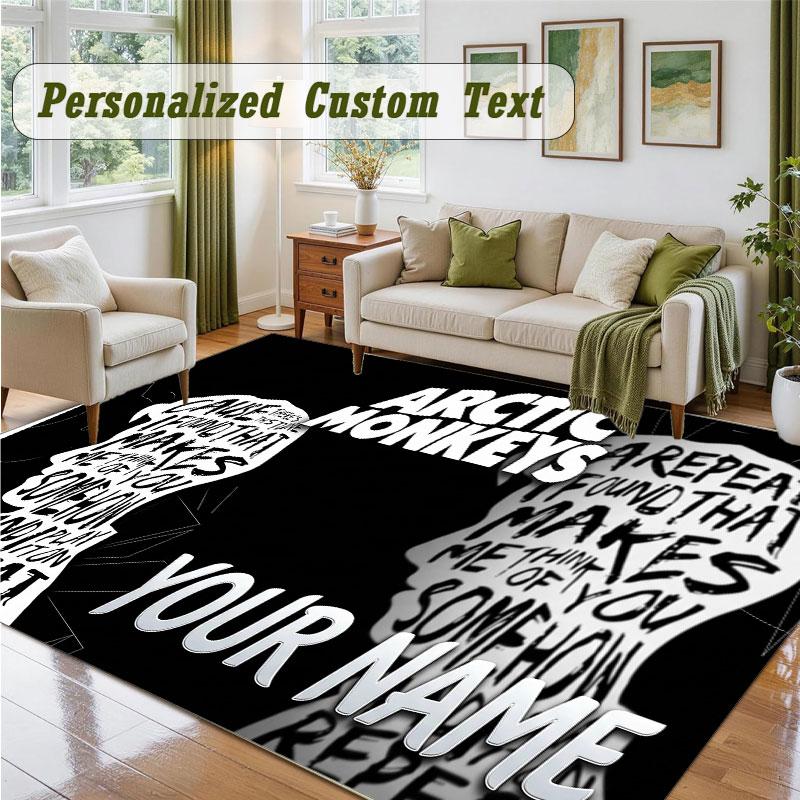 Crystal Velvet Square Rug Custom NameArctic Monkeys Pattern Non Slip Home Floor Decor Rug