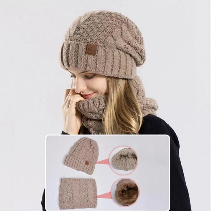 Winter Hat Winter Knitted Hat Warmer Scarf Set Wear Resistant For Women Men