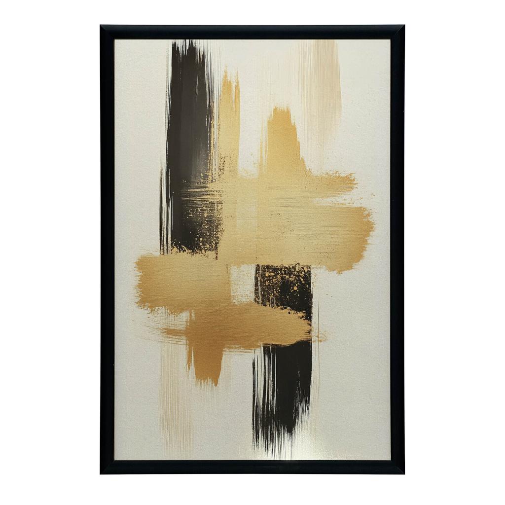 Contrast Gold and Black Contrast Gold and Black, 30X40 Cm, White Wooden Frame, 230 Gsm Matte Paper