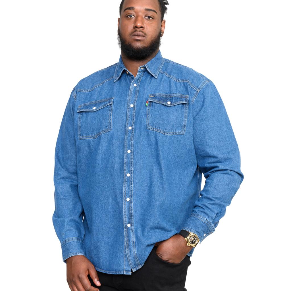 Duke Мужская джинсовая рубашка королевского размера D555 в стиле вестерн