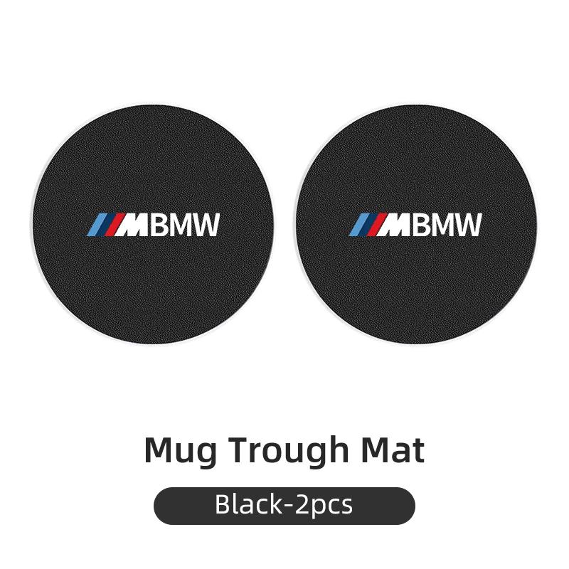 LRPOS1 New 2025 Car Carbon Leathe Coasters Pads Centre Console Cup Non-Slip Mats For BMW F11 G11 F10 F30 G08 G28 G20 G30 X3 X5 X6 Seri