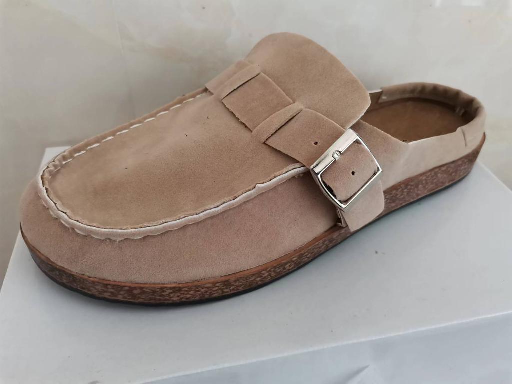 Обувь больших размеров 35-43 для женщин, летняя модная женская замшевая обувь-мюли, тапочки, мужские сабо, пробковая стелька, уличные пляжные шлепанцы, домашняя обувь