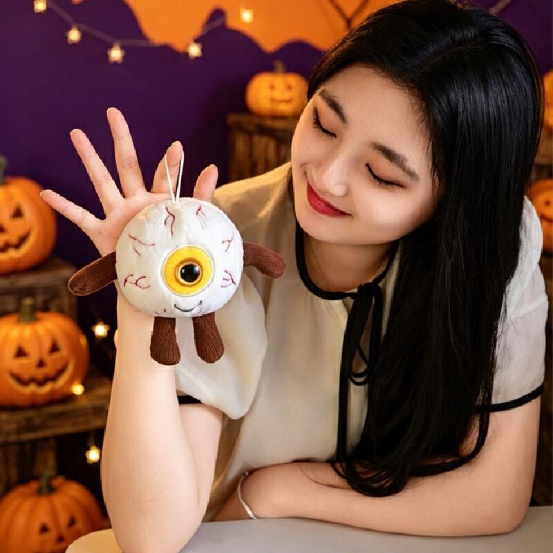 Spooky Eyeball Plush Toy Halloween Decoration Soft Stuffed Creepy Eye Pendant Bag Charm Party Favor Gift For Kids