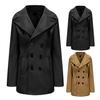 Мужской осенне-зимний плащ, двубортный сплошной цвет с пуговицами и лацканами, толстый кардиган с длинным рукавом средней длины, британский стиль, ветрозащитная мужская куртка, пальто