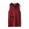 Casual Hooded Knitted Vests Plus Size Women Spring Autumn Outerwear Pockets Loose Sleeveless Vest