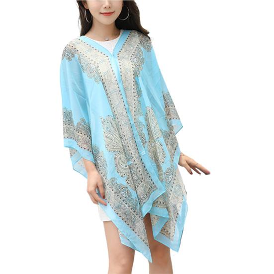 Women Shawl Cashew Print Beads Ladies Loose-fitting Sexy Cover Up for Vacation