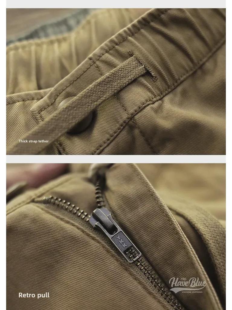 Японский ретро повседневный мужской комбинезон на завязках - свободные прямые брюки Nine-Point