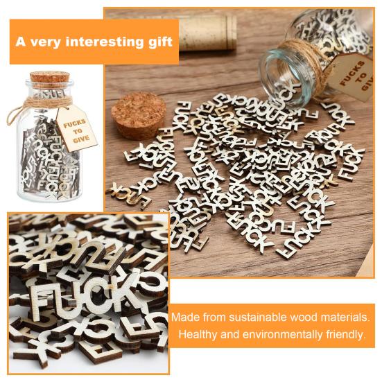 Bad Mood Gift Bottle Pieces Vent Wooden Fucks Letter Gift Jar Funny Office Colleague Friend