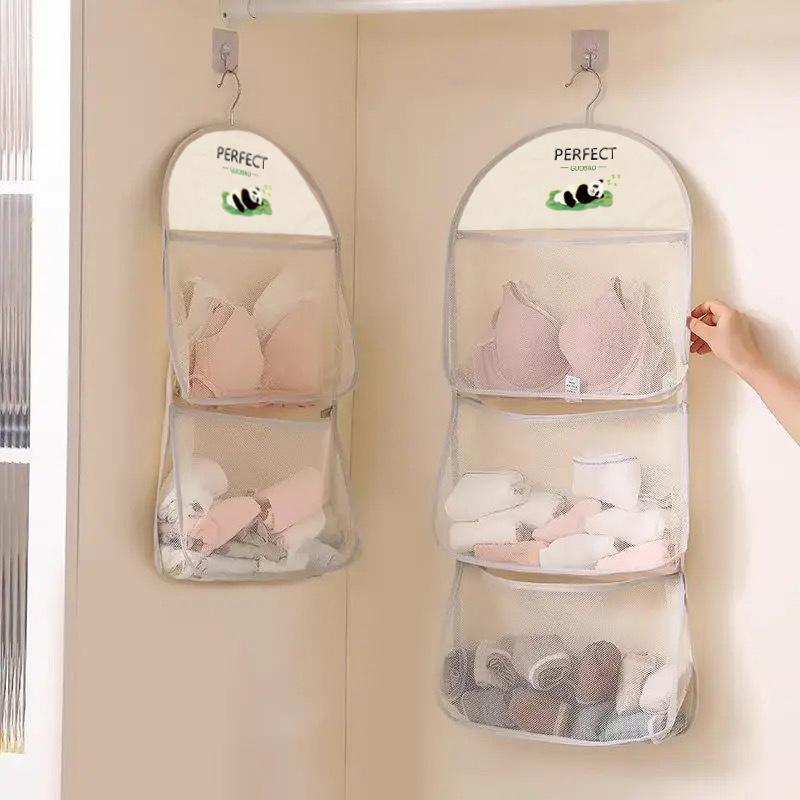 Подвесная сумка для хранения нижнего белья, бытовая сетка для хранения носков, сетчатая сумка с подвесным крючком для гардероба, портативная сетчатая сумка для хранения одежды