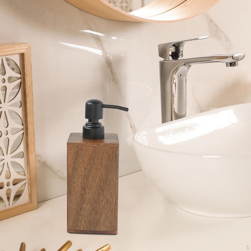 Dish Soap Pump Lotion Dispenser Empty for Shampoo Apartment Walnut Wood Simple Styles Modern