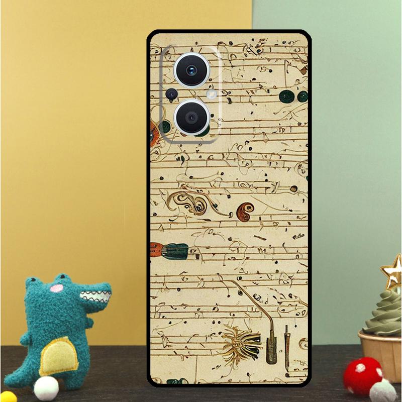 Чехол с нотами для OPPO Reno 15F 14F 11 12 13 F 14 10 15 Pro 7 8 Lite OPPO Find X5 X6 X8 X9 Pro