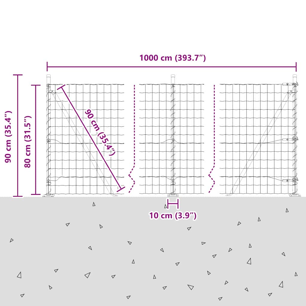 Welded Wire Fence with Concrete Foundation 10 x 0.8 m (W x H)