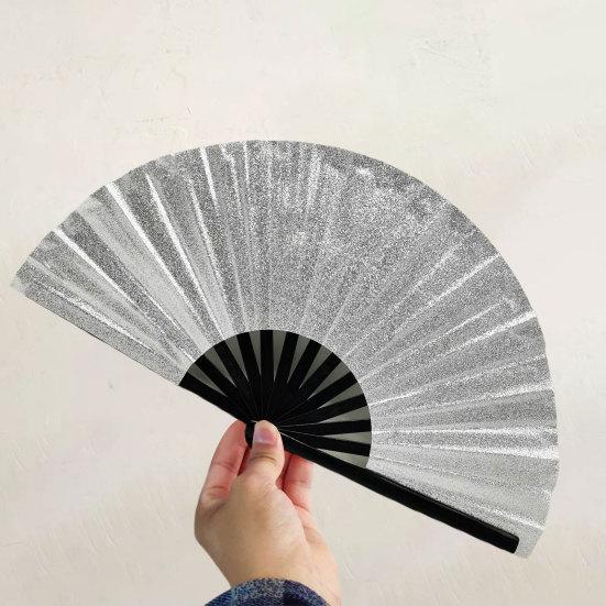 Yousheng Rave Folding Hand Fan Glitter Holographic Handheld Fan Rave Party Dancing Clap Fan for Festival Club Performance