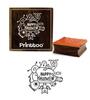 Printtoo Happy Halloween Word With Faces Design Square Wooden Rubber Stamp-2 x 2