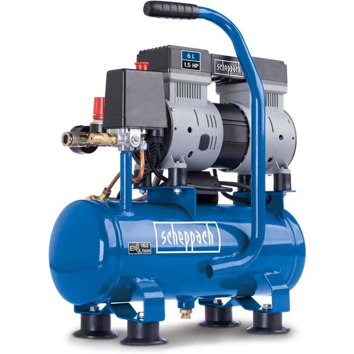 Compresseur d'air horizontal SCHEPPACH - HC08Si - 6L - 1100 W - 8 bars - silencieux