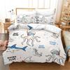 3D Blue Ocean Sharks Duvet Cover with Pillow Cover Bedding Set Single Double Twin Full Q-Queens King Size Bed Set for Bedroom Decor