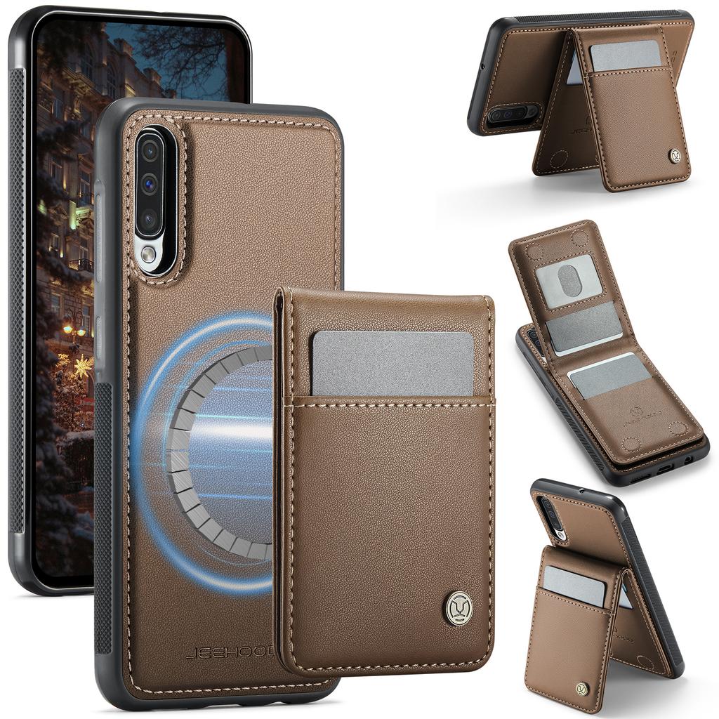 Кожаная задняя крышка для Samsung Galaxy A50, совместимая с MagSafe, чехол для телефона JEEHOOD J06 с отделением для карт, блокировка RFID