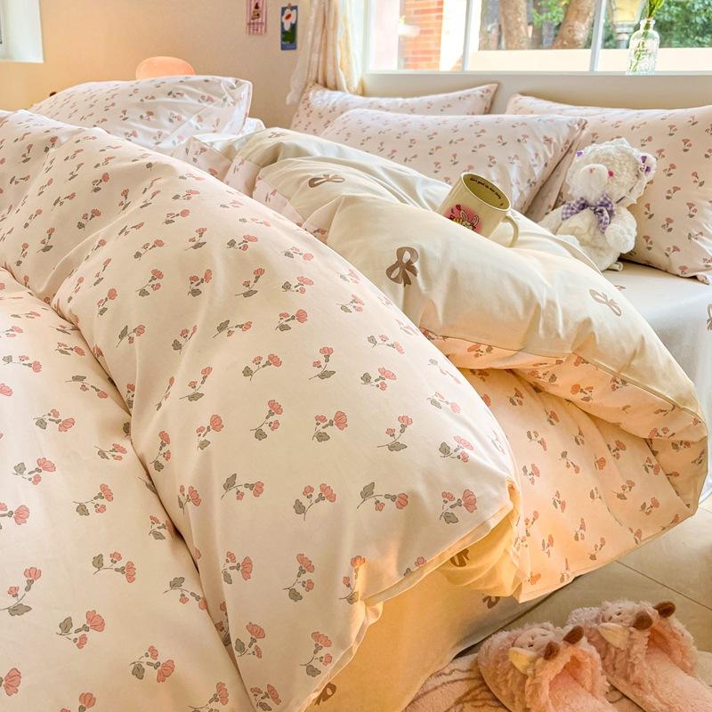 Комплект из четырех предметов Princess Cute Cotton, пододеяльник из чистого хлопка, постельное белье, комплект из трех предметов для спальни