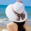 Women'S Big Eaves Bow Straw Hat Small Fresh Sunscreen Hat Seaside Elegant Resort Beach Hat Outdoor Sun Hat