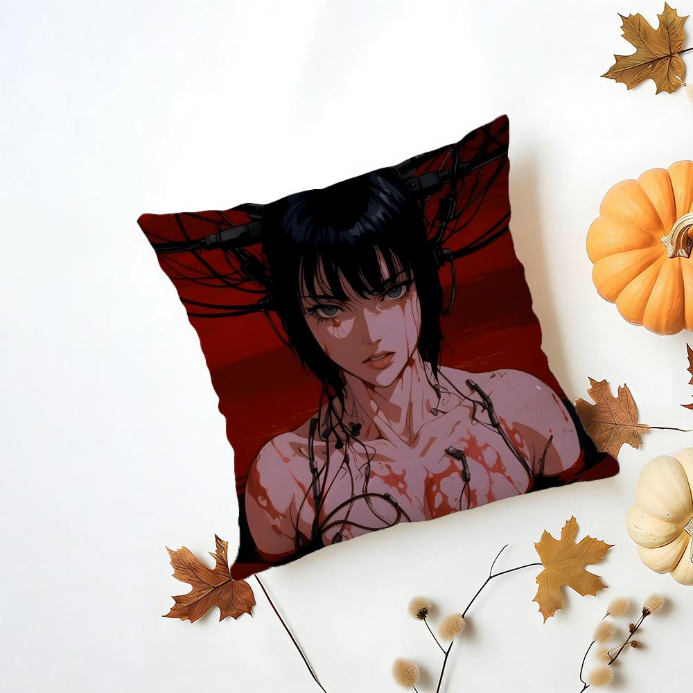 GGhost in the Shell Cushion Cover Washable Linen Pillowcase Soft for Daily Sofa Bed Home Room Decor