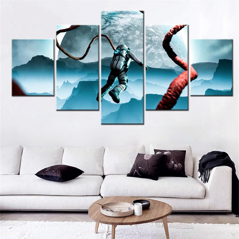 5 шт. холст настенное искусство постер картина космос астронавт исследование космоса обои интерьерная картина домашний декор спальня печать без рамки