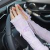 Летние рукава с жемчугом, защита от солнца для женщин, длинные рукава с бантом и очками, тонкие перчатки, солнцезащитные аксессуары