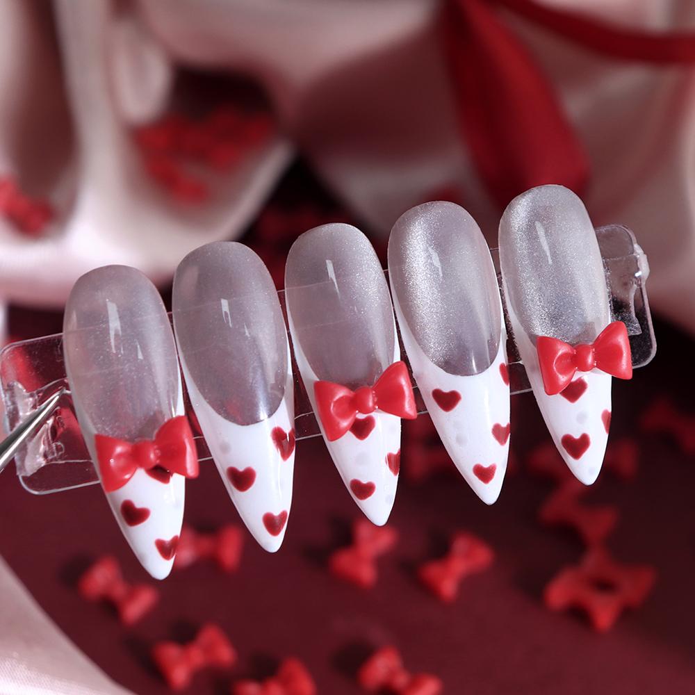 50 шт./пакет Рождественский красный галстук смола украшение для ногтей, Кавайные красно-черные розовые белые галстуки-бабочки шармы для нейл-арта, Для женщин и девушек