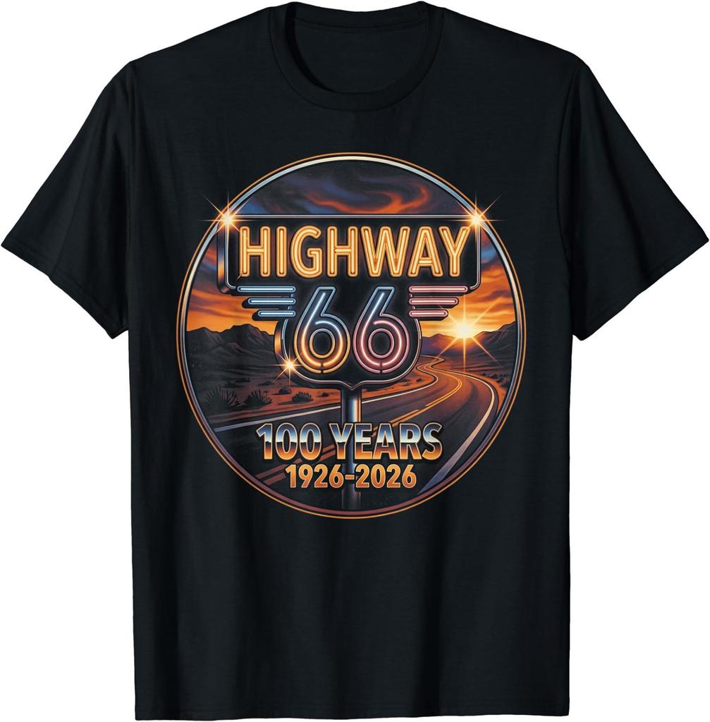 Highway 66 100 Years 1926-2026 Route Trip Anniversary T-Shirt
