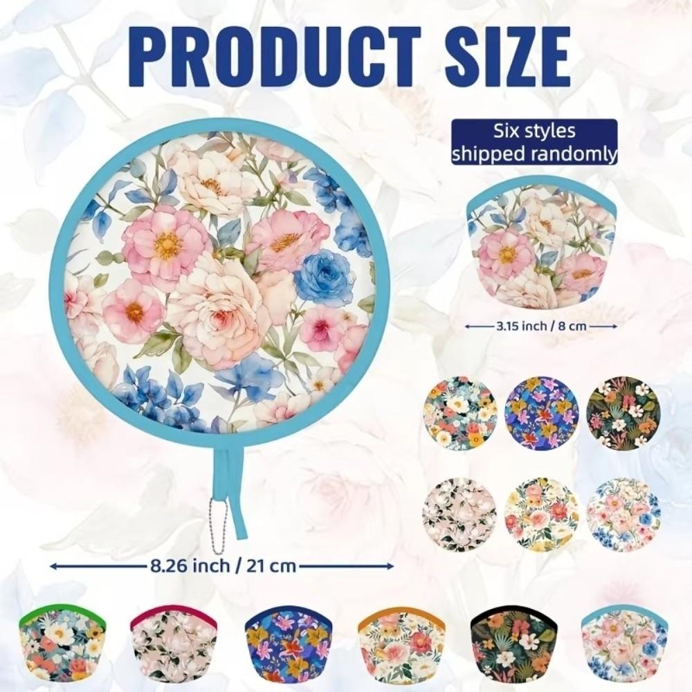 Summer Handheld Folding Fan Polyester Mini Folding Fan Portable Round Foldable Fan Men Women