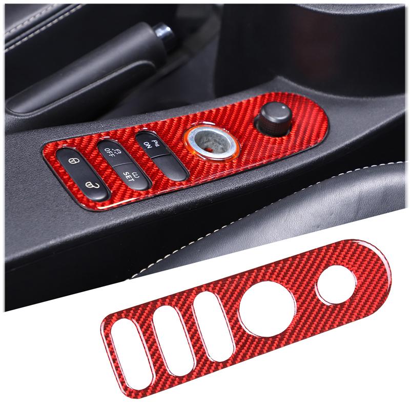 Real Soft Carbon Fiber Car Gear Shift Panel Door Lock Button Switch Frame Trim Sticker For SEAT Leon MK2 Altea 2005-2012