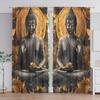 2pcs Shakyamuni Buddha Printed Curtain for Home Decor - Rod Pocket Window Treatment for Bedroom, Office, Kitchen, Living Room