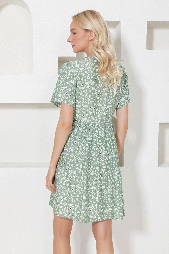 Женское платье, новый сезон, модная синяя юбка с v-образным вырезом и цветочным узором, тканое платье с воланами