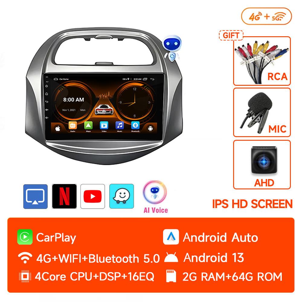 JIUYIN 9 Inch Car Stereo with Screen for Chevrolet SPARK BEAT Android Auto Wireless Carplay 4G Electronics Navigation with Frame