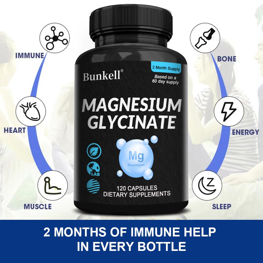 Magnesium Glycinate Capsules, Magnesium Bisglycinate 1040mg, 120 Capsules Dietary Supplement