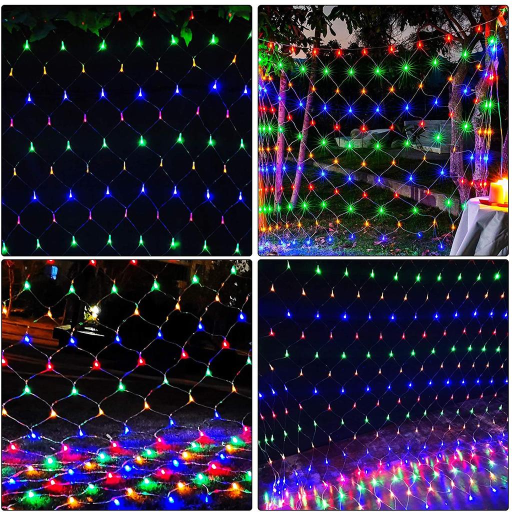 Net Lights, Outdoor Net String Lights 192LED 3*2 Meter 8-Modes with 30V Safe Voltage for Christmas Wedding Garden Decorations