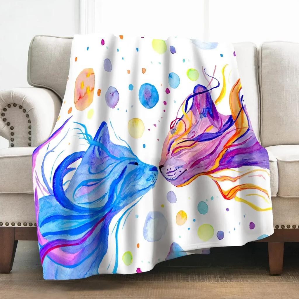 Фланелевый плед с рисунком кошки, подарок любителю чтения, милые животные, декор для дома, спальни, мягкий, теплый, уютный, легкий, размера King Size