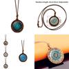 Retro Crystal Pendant Necklace With Mandala Design Brown Wax Rope Elegant Fashion Accessory For All Genders