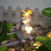 Уличная солнечная статуя кролика со светодиодной подсветкой, садовая, водонепроницаемая, из смолы, бабочка, кролик