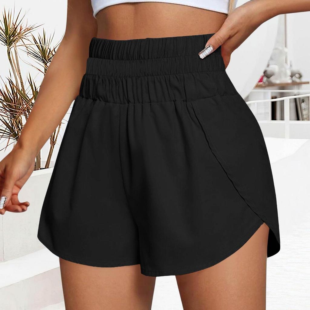 Women's Casual Summer Elastic Beach Shorts Solid Casual Shorts