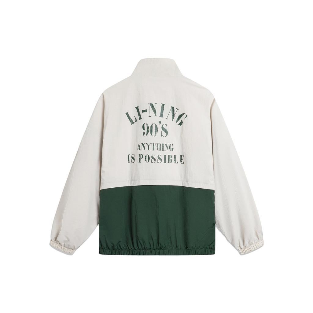 Li-Ning Lettuce Edge Water-Repellent UV-Resistant Color-Block Stand-Collar Windbreaker Long Sleeve Early Autumn Coat Unisex Coats AFDU701-1
