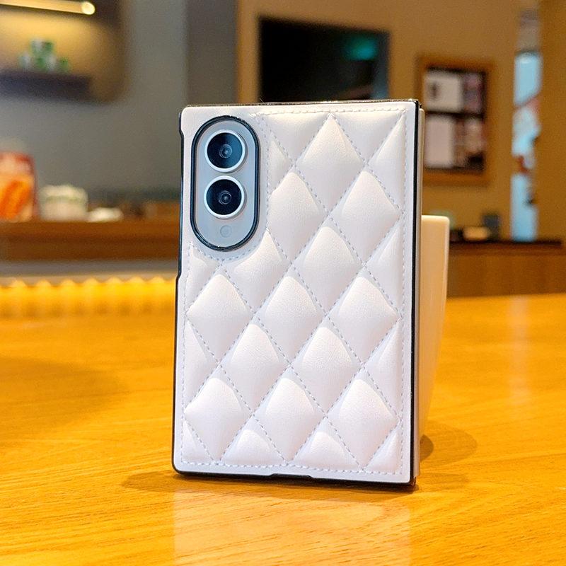 Luxury Premium Elegant Diamond Lattice Leather Case for Samsung Galaxy Z Fold 8 Soft Back Airbag Shockproof Protect Flip Cover