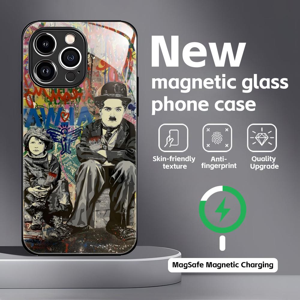 Banksy Graffiti Art Phone Case For iPhone17 16 15 14 13 12 11 X XR XS 8 Plus Mini Pro Max Glass Magnetic Case