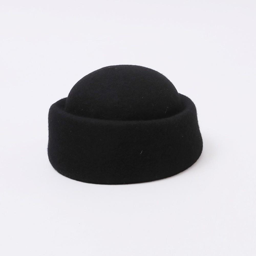Wool Dome Pillbox Hat Warm Insulation Round Top Hat New Air Hostess Hat Travel
