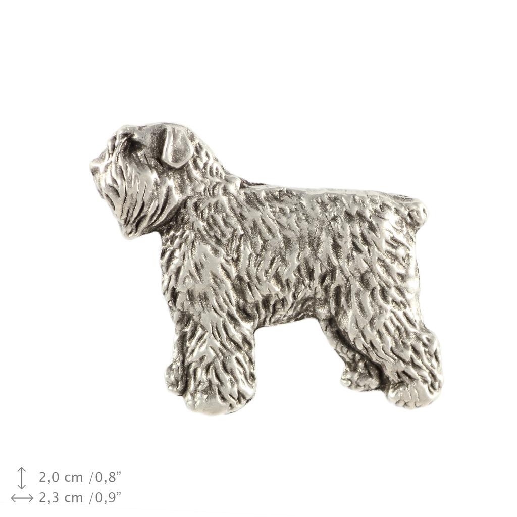 Bouvier des Flandres, Flanders Cattle Dog  - Silver-plated dog brooch, elegant pin, jacket lapel decoration by Art-Dog brand
